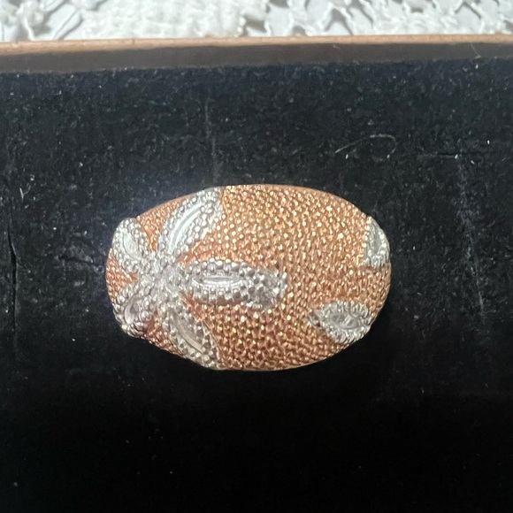 Karis Jewelry - Karis diamond accent floral essence  Ring in  and rhodium and 18k gold Size 10